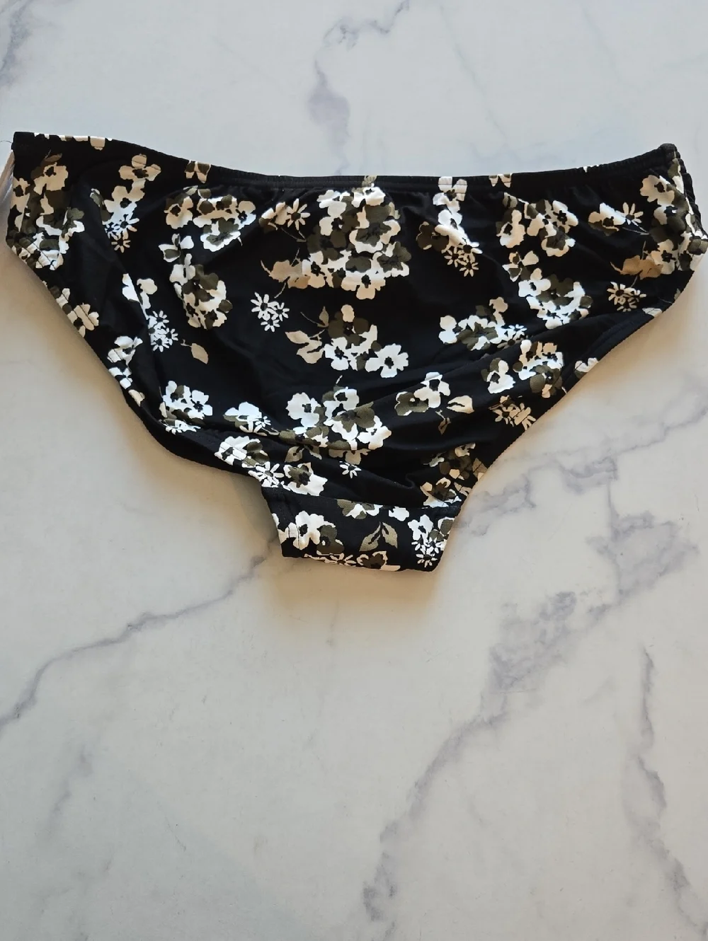 MICHAEL KORS Logo Ring Hipster Bikini Bottoms Black Green Floral Size L NWT